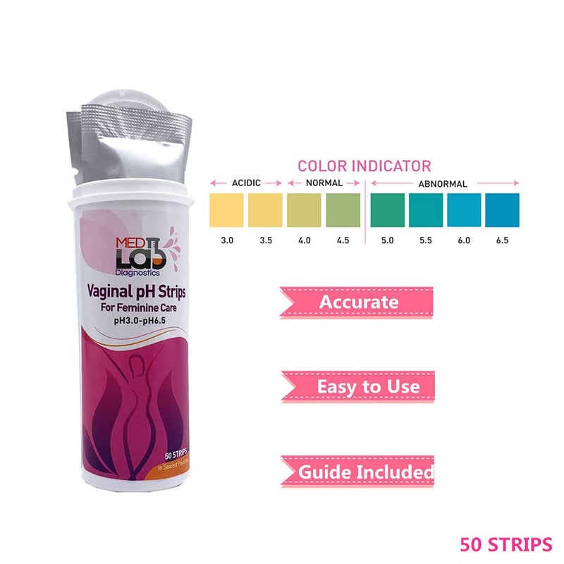 [Australia] - Vaginal ph Test Strips for Women(50 cnt). BV Bacterial Vaginosis and Yeast Infection Test Strips. Feminine pH Test for Vaginal Health, Acidity, and Alkalinity. Strips in Sealed Pouches 