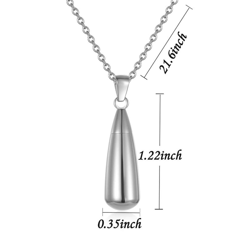 [Australia] - Gisunye Cremation Urn Necklace for Ashes Teardrop Pendant Stainless Steel Keepsake Waterproof Memoria Locket with Fill Kit and Gift Box N-4 