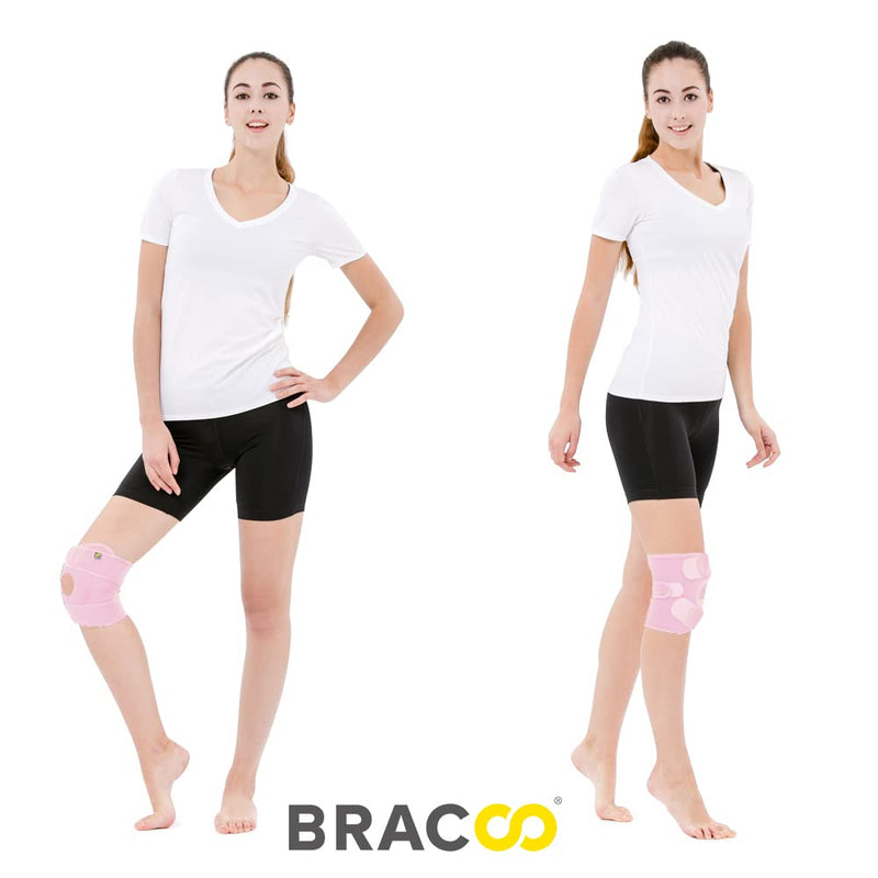 [Australia] - Bracoo Adjustable Compression Knee Patellar Tendon Support Brace for Men Women - Arthritis Pain, Injury Recovery, Running, Workout, KS10 Pink 