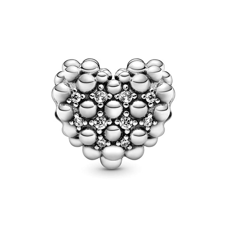 [Australia] - EZ Tuxedo Love Heart Charms 925 Sterling Silver The Intimacy Jewelry Collection for Bracelets D-Beaded Sparkling Heart 