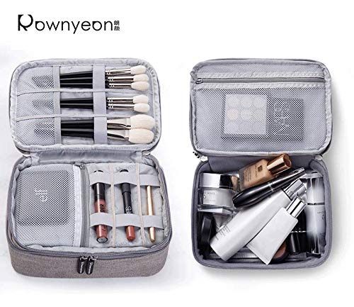 [Australia] - Rownyeon Makeup Train Cases Travel Makeup Bag Waterproof Portable Cosmetic Cases Organizer with Adjustable Dividers for Cosmetics Makeup Brushes Toiletry Jewelry Digital Accessories (Grey Small) G502-G1 