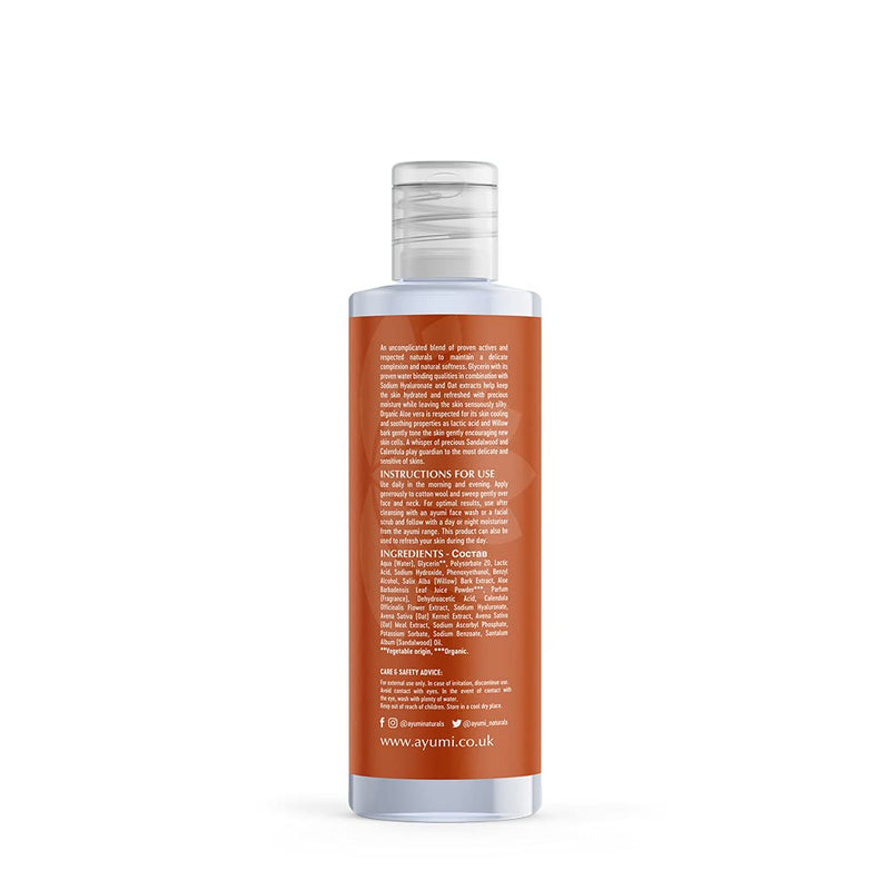 [Australia] - Ayumi Hydrating Sandalwood & Aloe Face Toner, Maintains a Delicate Complexion & Natural Softness, With Lactic Acid & Willow Bark to Gently Tone the Skin - 1 x 150ml Aloe & Sandalwood 