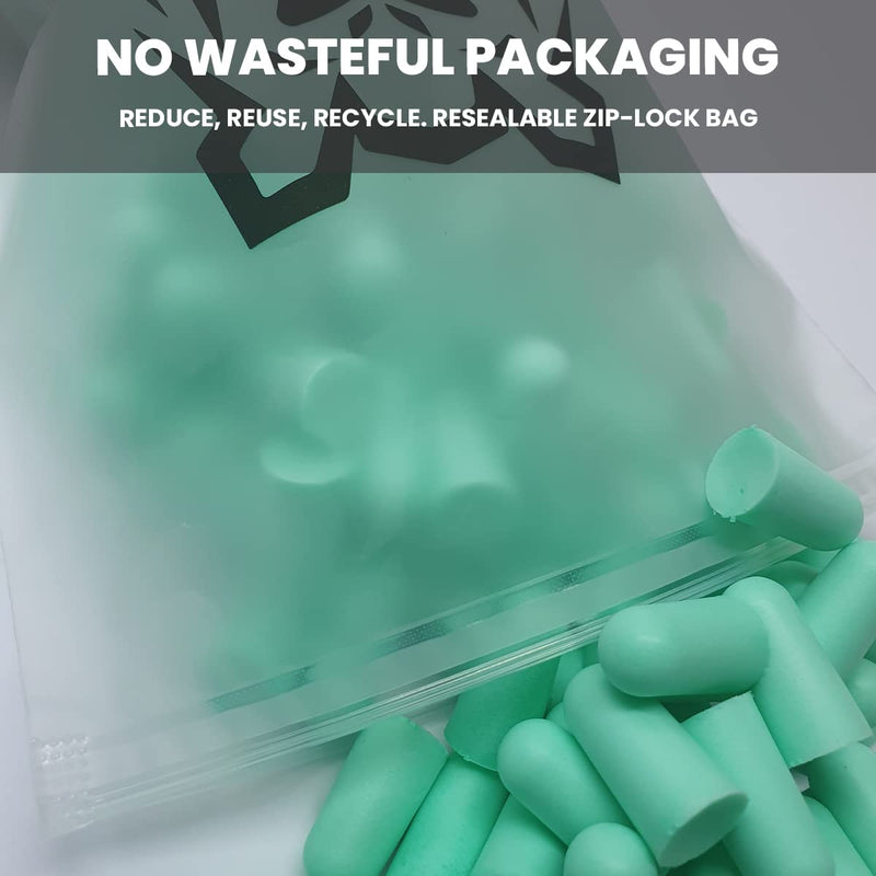 [Australia] - TYGA Store Soft Foam Ear Plugs 30 Pairs - 38dB SNR Noise Cancelling - Best for Sleeping, Travel, Concerts, Studying, Work, Loud Noise, Snoring - Mint Green 
