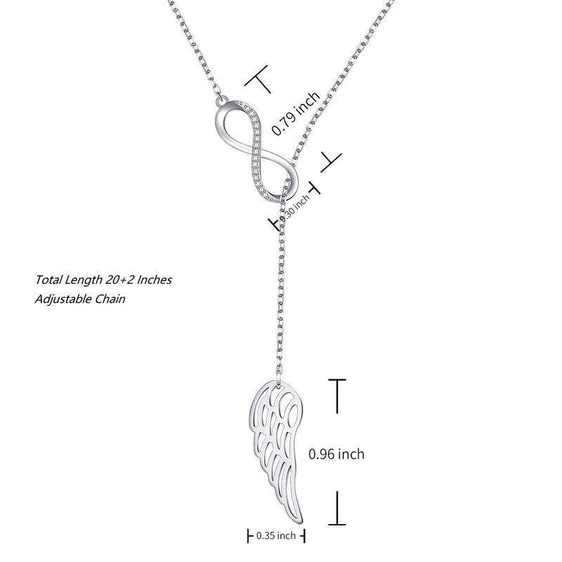 [Australia] - Angel Wing Necklaces 925 Sterling Silver Memorial Jewelry for Women Girls, Adjustable Silver Chain Birthday Christmas Commemorative Gifts Infinity Angel 