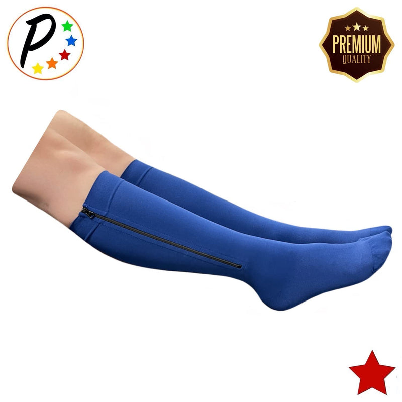 [Australia] - Presadee Premium Navy 20-30 mmHg Firm Compression Leg Swelling YKK Zipper Socks (Closed Toe, 5) Closed Toe 