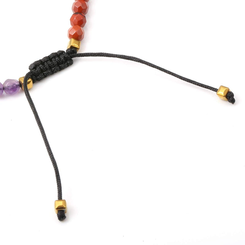[Australia] - Jovivi 7 Chakra Crystals Gemstones Bracelet Men Women Healing Energy Semi-Precious Stone Beads Braided Bracelet Bangle Adjustable 7 Chakra Beads 