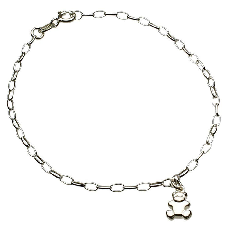 [Australia] - Set of 3, Sterling Silver Puff bear, Butterfly, Dolphin Charm Bracelet, Anklet Adjustable 7.5 Inches 