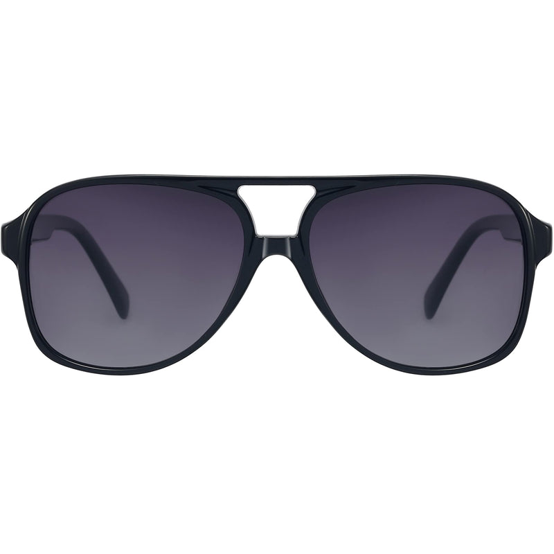 [Australia] - Polarized Aviator Sunglasses for Women and Men Vintage Large Plastic Frame Sun Glasses UV400 Protection Shades A1: Bright Black Frame/Gradient Grey Lenses 
