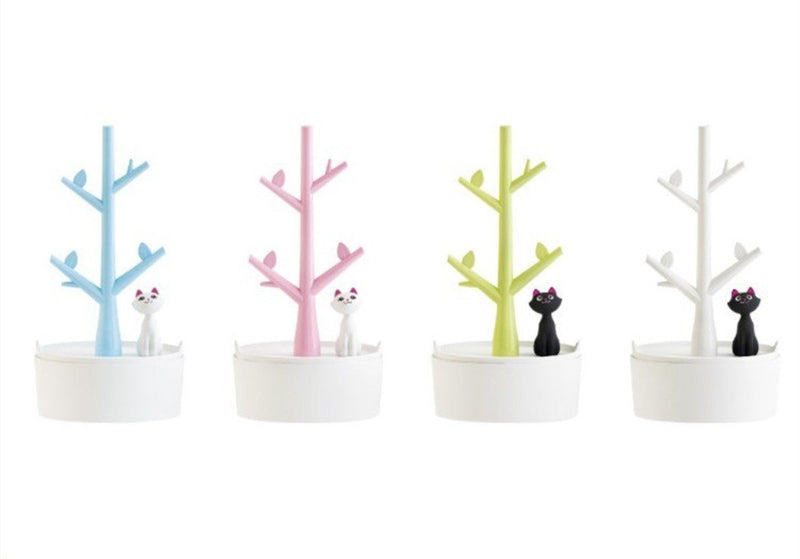 [Australia] - Fantasee Jewelry Holder Organizer Cat & Tree Jewelry Necklace Earring Bracelet Hair Tie Holder Organizer Premium ABS Material Eco-Friendly for Little Young Girl (Pink) Pink 