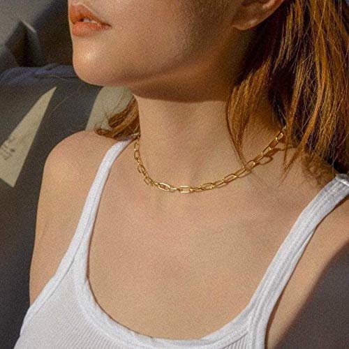 [Australia] - Layered Gold Initial Necklaces for Women, 14K Gold Plated Paperclip Link Chain Necklace Hexagon Letter Pendant Toggle Clasp Layering Necklaces for Women Gold Layered Initial Choker Necklaces for Women A 