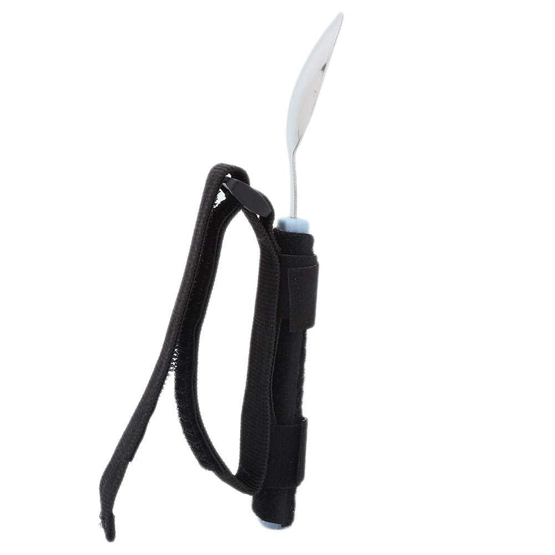 [Australia] - Easy Grip Eating Aids Spoon Adaptive Eating Utensils Rotating Stainless Steel Holder Silverware Set Elderly Care Spoon Arthritis Disabled Patient Dining Scoop Utensil with Auxiliary Strap 