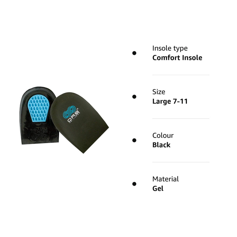 [Australia] - OR8 Wellness Plantar Fasciitis Achilles Tendonitis Gel Heel Shock Pad Insert. Supports Heel. Shock Absorbing Insole Comfort Cushion. (Large 7-11) Large 7-11 