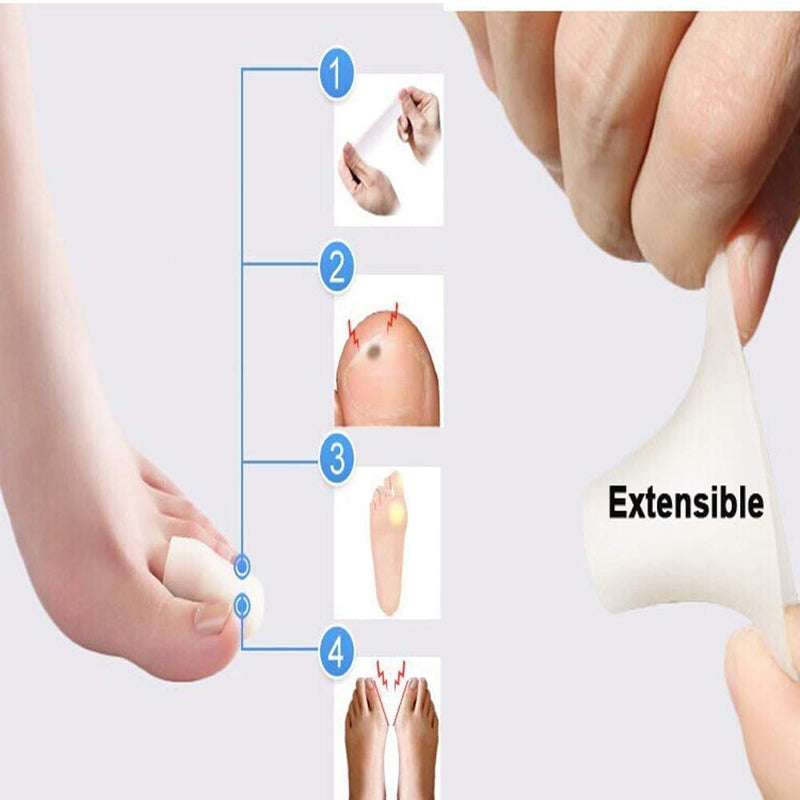 [Australia] - Dr.Pedi 5 Pair Big Toe Gel Toe Caps Pads reathable Silicone Gel Big Toe Sleeves for Ingrown Toenail Big Toe Sleeve 