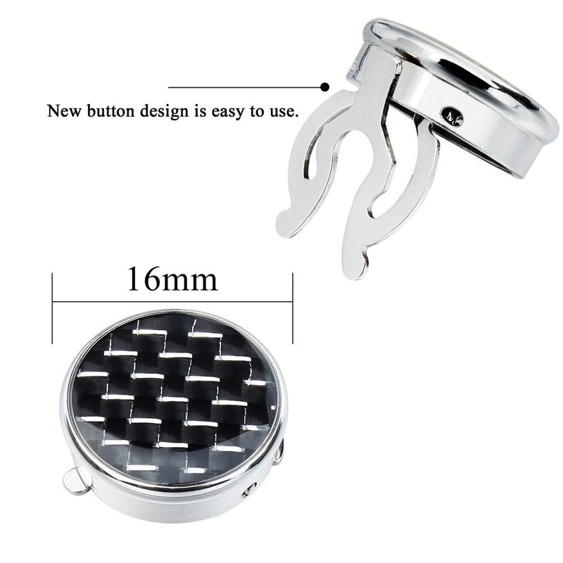 [Australia] - HAWSON Button Cover Cufflinks Finished in Round Carbon Fiber for Men's Normal Shirt black and silver 