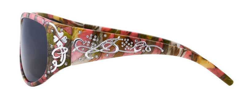 [Australia] - Hornz Pink & Hot Pink-Purple Camouflage Polarised Sunglasses Country Girl Style Camo & Free Matching Microfiber Pouch Pink Camo Smoke 