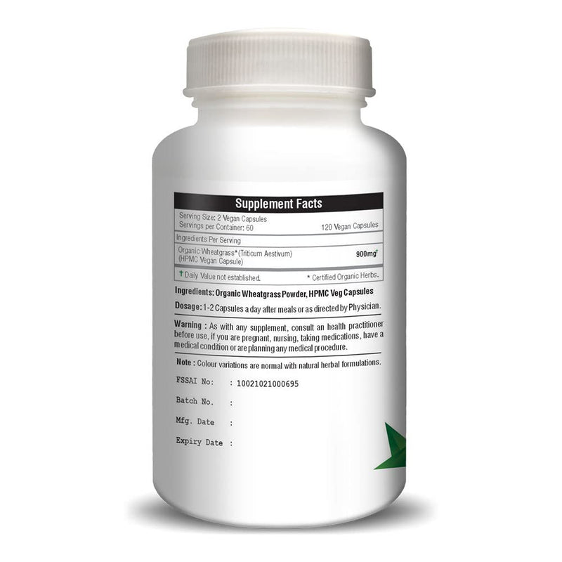 [Australia] - H&C Wheat Grass Capsules - 900mg per Serving, 120 Vegan Capsules | Healthy Superfood 120 Count (Pack of 1) 