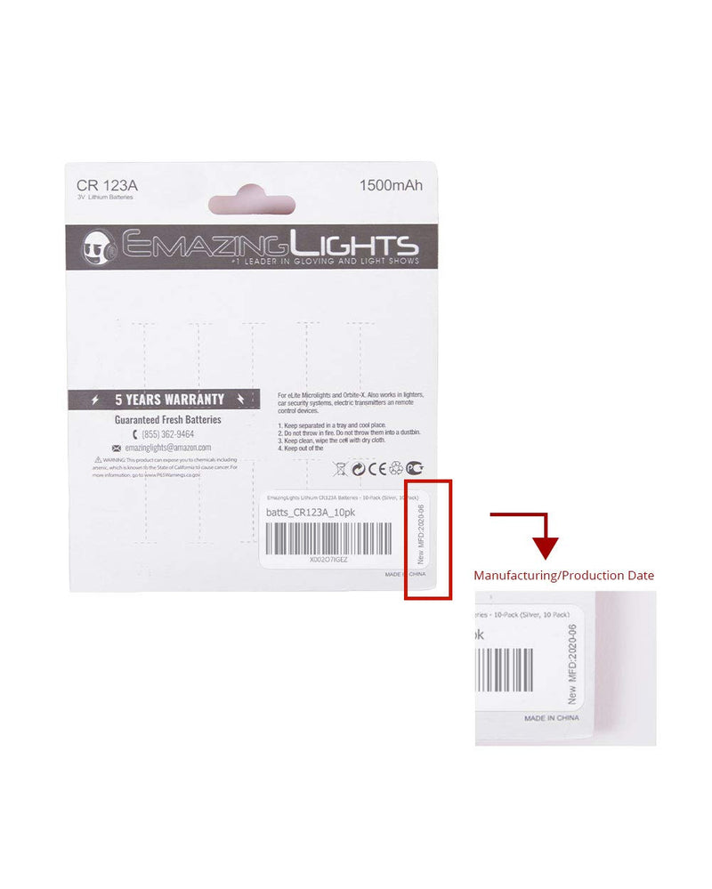 [Australia] - EmazingLights CR123A Batteries 3 Volt Lithium C Cell Flashlight Battery (10 Pack) 10 Pack 