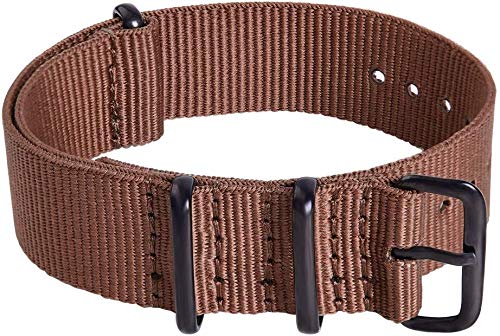 [Australia] - Ritche Military Ballistic Nylon Strap 16mm 18mm 20mm 22mm Premium Nylon Watch Band Strap With Stainless Steel Buckle (4 Packs) Black / Gray / Dark Brown / Dark Khaki 