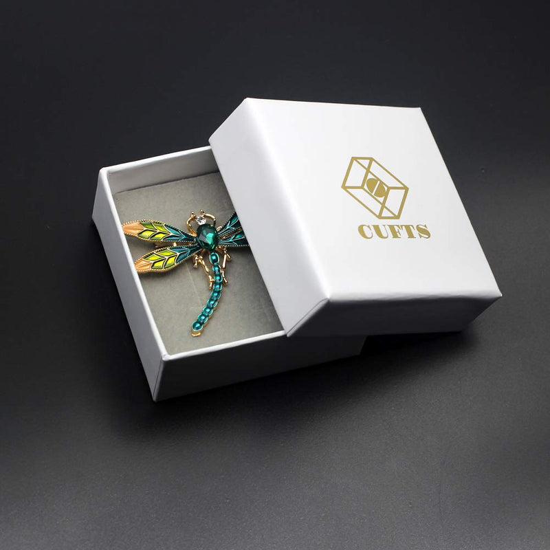 [Australia] - CUFTS Dragonfly Enamel Brooch Pin Crystal Rhinestone Animal Brooches Jewelry for Women Girls Green 