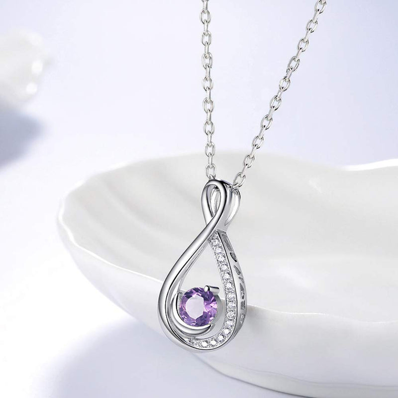 [Australia] - Birthday Gifts Natural Amethyst Gemstone Necklace for Women Mom Endless Love Infinity Jewelry Sterling Silver Gifts for Wife Anniversary Endless Love Infinity Natural Amethyst Necklace 