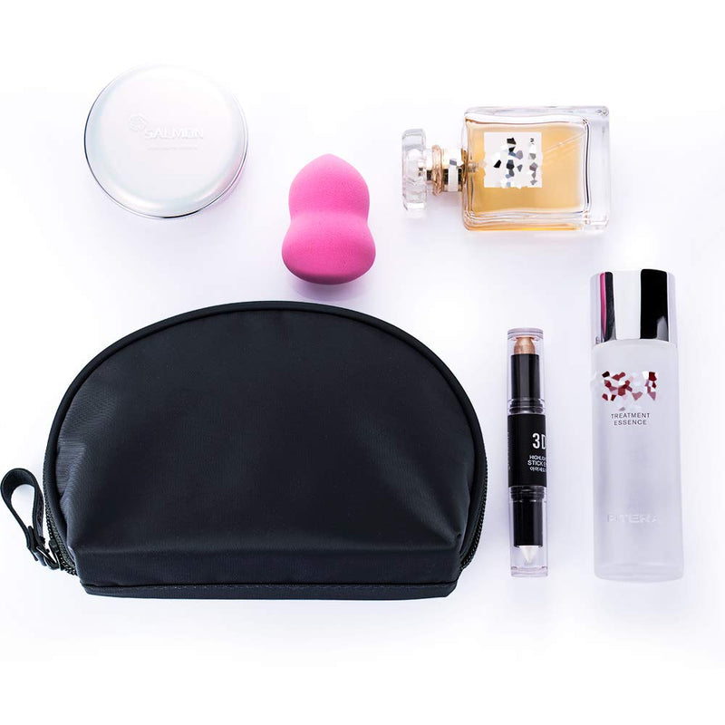 [Australia] - Hekyip Half Moon Cosmetic Bag, Travel Makeup Pouch, Portable Waterproof Cosmetic Pouch for Girls Women, Small (ALL BLACK) ALL BLACK 