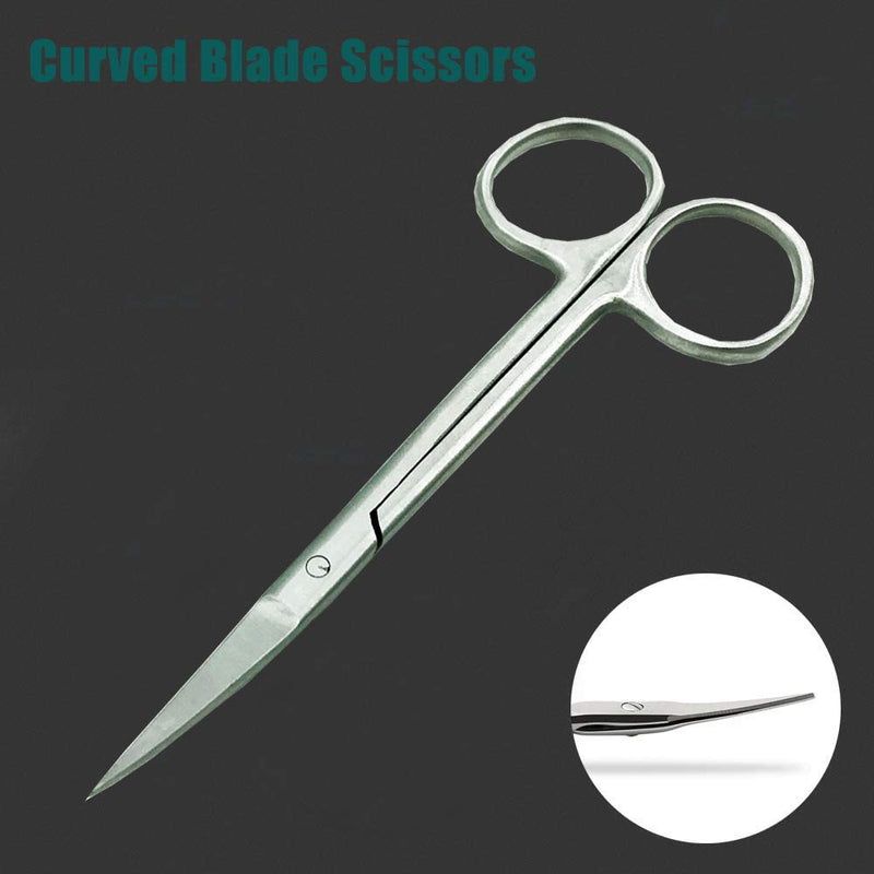 [Australia] - Krisp Beauty Stainless Steel Scissors 2 PCS Set - Nail Cuticle Scissors/Manicure Scissors Kit - Straight and Curved Blade Scissor for Beard/Mustache, Nose Hair, Ear Hair, Eyebrow and Eyelashes Cutting 