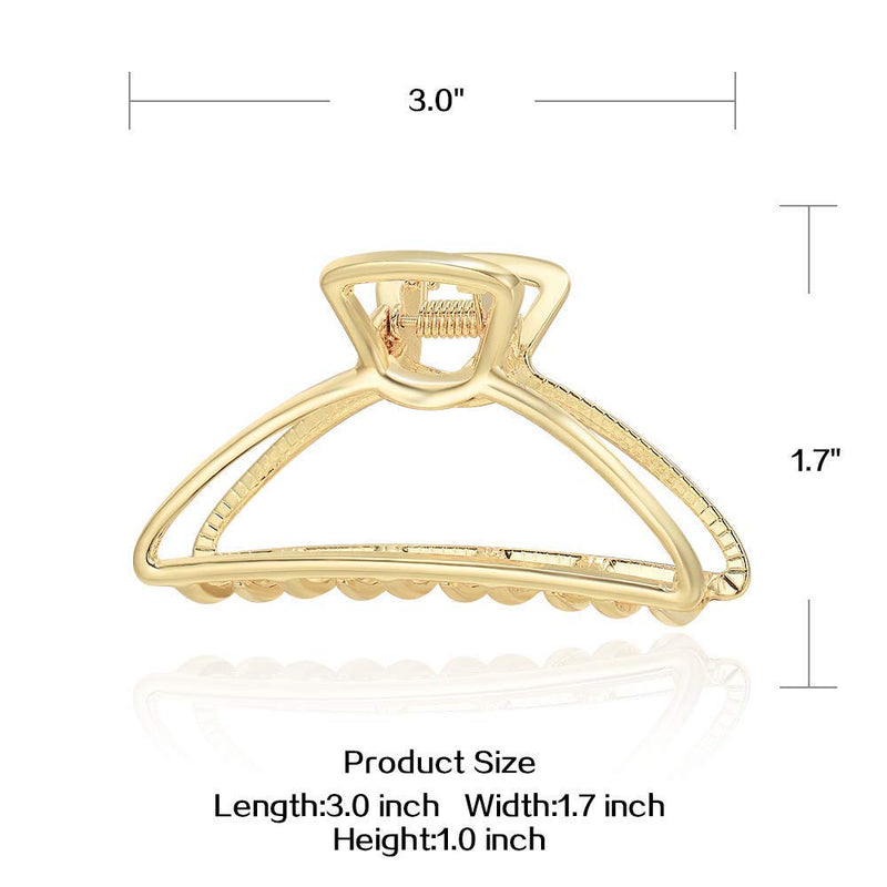 [Australia] - VinBee 3 Pack Large Metal Claw Clips Hollow Non-slip Hair Catch Barrette Jaw Clamp Hairpins for Fixing Hair (Silver + Gold + Rose Gold) Pattern 1 