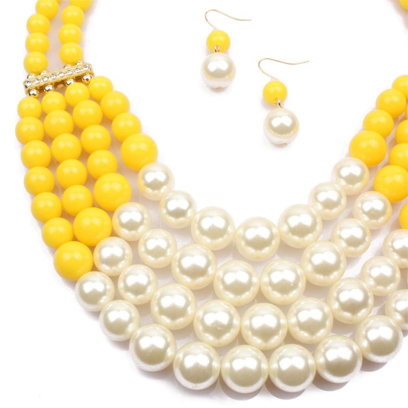 [Australia] - Thkmeet Women Fashion Jewelry Set Pearl Bead Cluster Collar Bib Choker Necklace and Earrings Suit color 5 