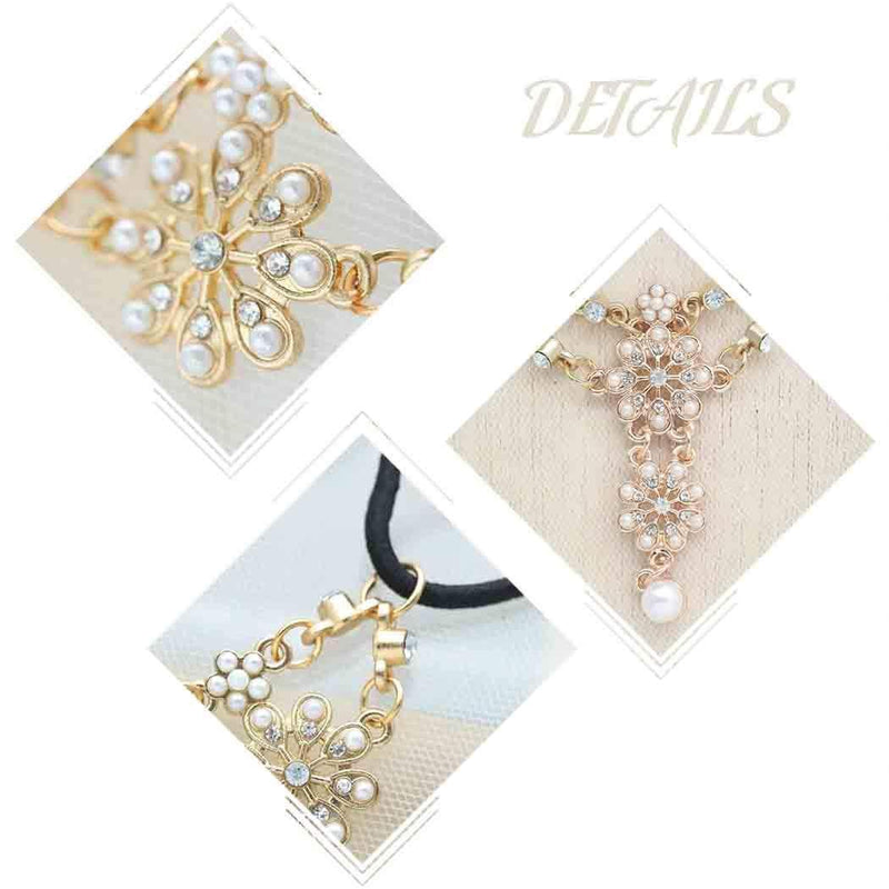 [Australia] - Unicra Boho Head Chan Layered Pearl Headpiece Wedding Party Hair Accessories for Women and Girls(Gold) Gold 