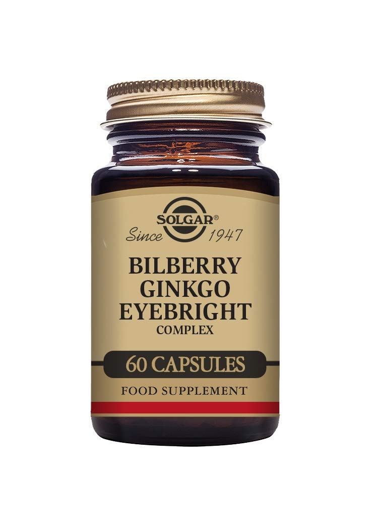 [Australia] - Solgar Bilberry Ginkgo Eyebright Complex Vegetable Capsules - Pack of 60 - Improve Daily Wellbeing - Minimise Free Radical Damage - Vegan and Gluten Free Gold 