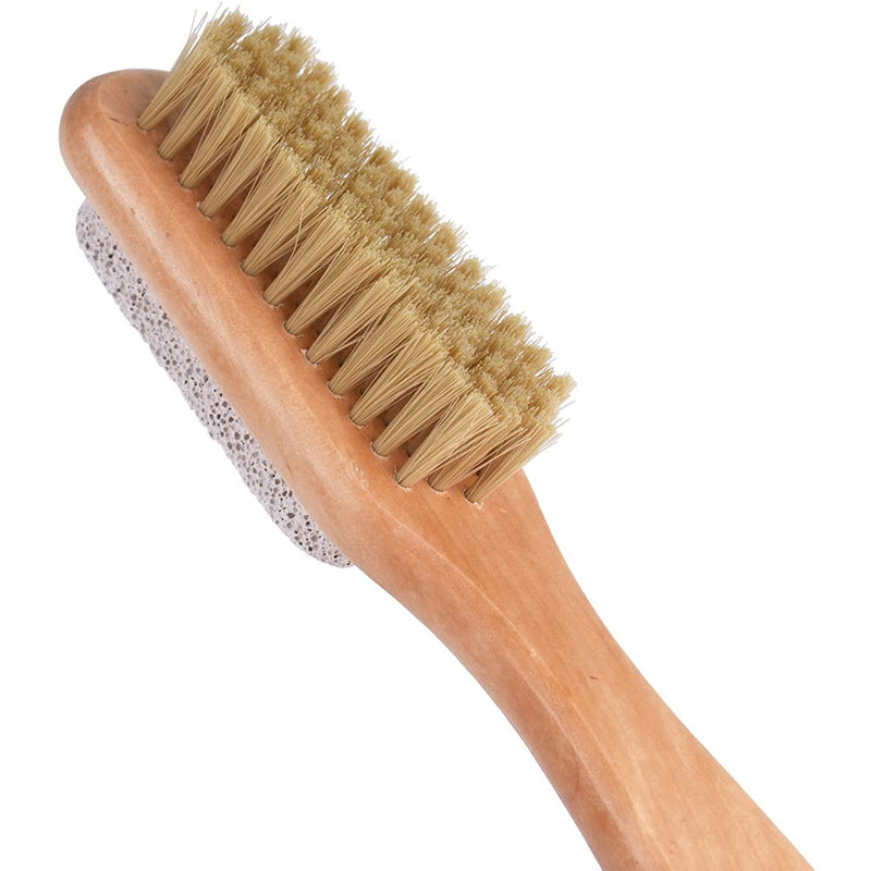 [Australia] - 1 Piece Foot Brush Foot File Callus Remover Pumice Stone Combo Foot Brush Natural Bristle Foot Brush Exfoliating Double Side Wood Brush Exfoliator Pedicures Foot Scrubber with Rope 