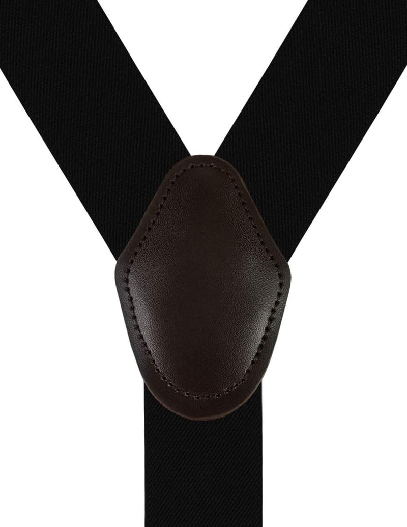 [Australia] - Men's Y-Back 1.4 Inches Wide 4-Clips Adjustable Suspenders Black 