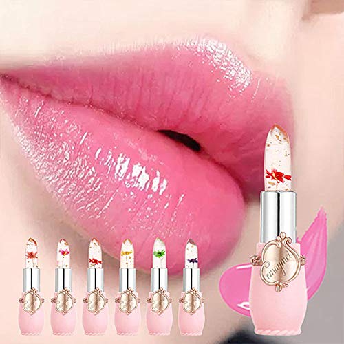 [Australia] - Petansy 6 Pack Crystal Jelly Flower Lipstick Set Nutritious Temperature Change Lip Balm Long Lasting Moisturizer Lip Gloss Magic Color Change Lip Stick Set 