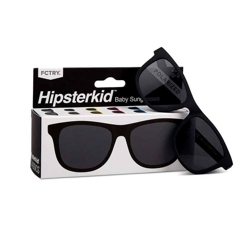 [Australia] - Hipsterkid Baby & Kids Sunglasses for Toddlers, Infants, Newborns, Girls, Boys Black/Wayfarer Ages 0-2 