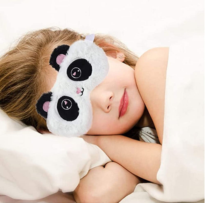 [Australia] - 2 Pcs Cute Sleep Mask, Soft Fluffy Plush Blindfold Funny Novelty Animal Sleep Mask Eyeshade for Kids Girls and Adult Night Nap Travel Meditation (Purple Fox &Panda) 