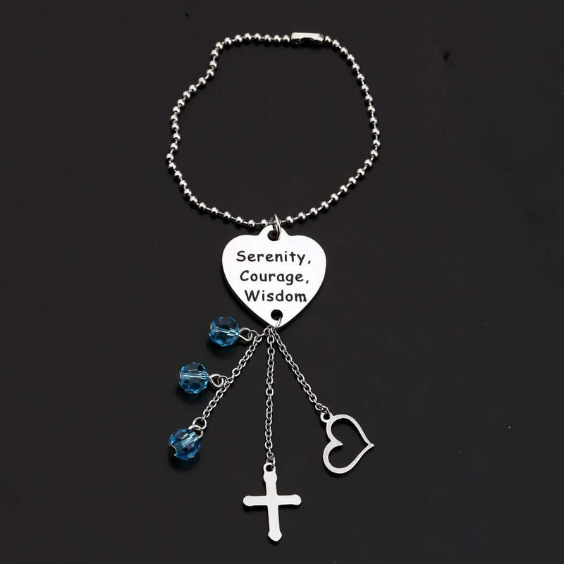 [Australia] - KUIYAI Serenity Courage Wisdom Car Charm with Dangle Charms Sobriety Heart Pendant for Rearview Mirror Serenity Charm 