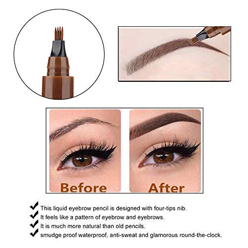 [Australia] - Eyebrow pencil Micro-fork Eyebrow Pencil Four-Point Eyebrow Pencil (dark brown) Send eyebrow brush Make Eyebrows Look More Natural Look More Spiritual And Beautiful dark brown 