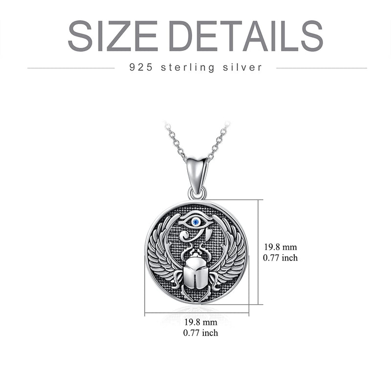 [Australia] - PELOVNY Eye of Horus Necklace Scarab Pendant Sterling Silver Eye of Providence Horus Eye Ancient Egyptian Protection Amulet All-Seeing-Eye Necklace 