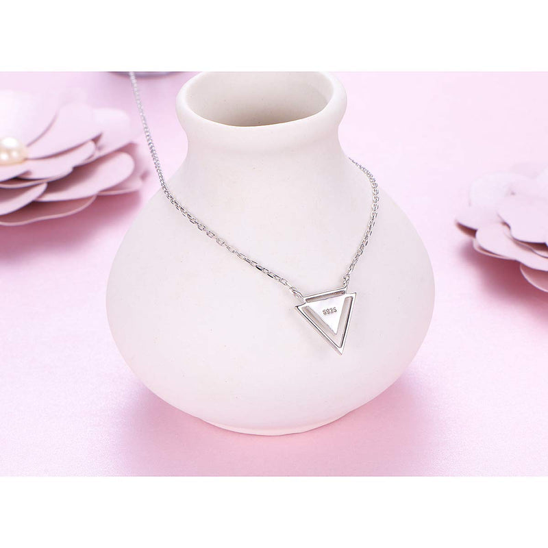 [Australia] - Mothers Day Jewelry Created Opal Heart Necklace for Women Girls 925 Sterling Silver Jewelry Pendant with Message Love You Forever Valentine's Day Gifts Double Power Triangle 