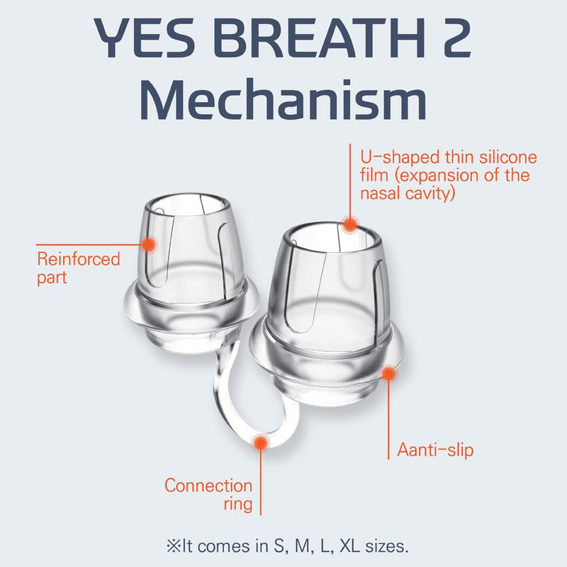 [Australia] - YES BREATH2 Anti Snoring Nose Clip, Effective Stop Snoring Devices Solution for Men Women, Snore Stopper Better Sleep, 4 Count(S, M, L, XL) in a Pack (Adult Size) Adult Size 