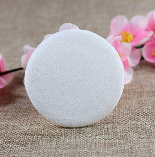 [Australia] - DNHCLL 5PCS 60mm Makeup Powder Pads, White Talcum Powder Satin Ribbon Single-side Pure Cotton Powder Puff Baby Powder Puff, Cotton Powder Puff for Face Makeup 