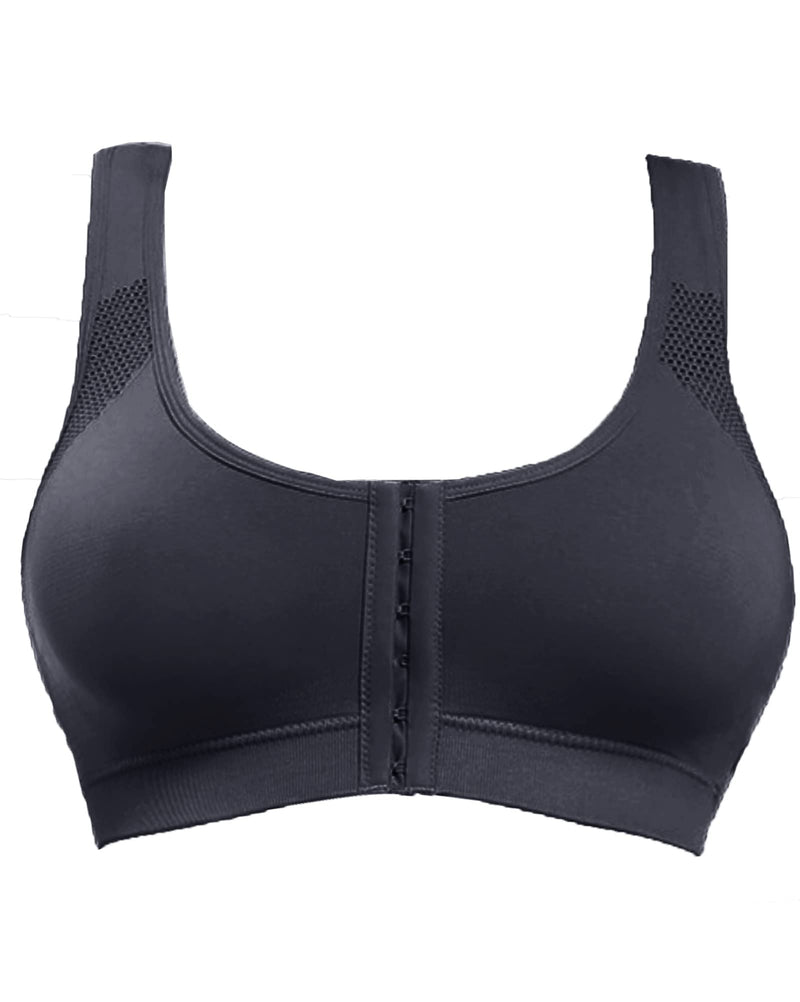 [Australia] - Jengo Post Surgery Bra for Women Surgical Bras Front Closure Sports Bras Breast Augmentation Mastectomy Bra Post Op Bra S Black 