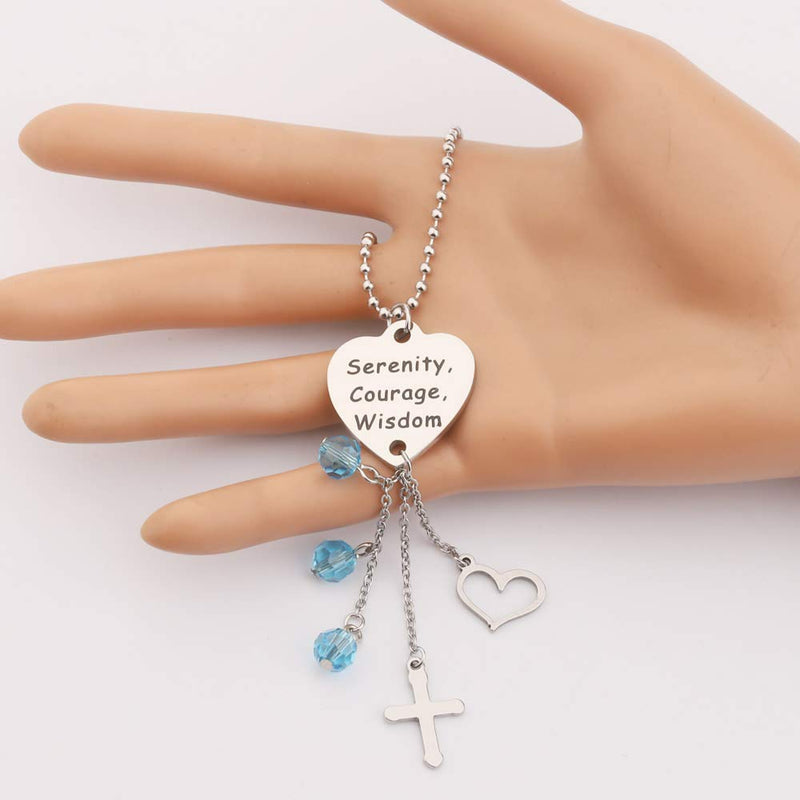 [Australia] - KUIYAI Serenity Courage Wisdom Car Charm with Dangle Charms Sobriety Heart Pendant for Rearview Mirror Serenity Charm 