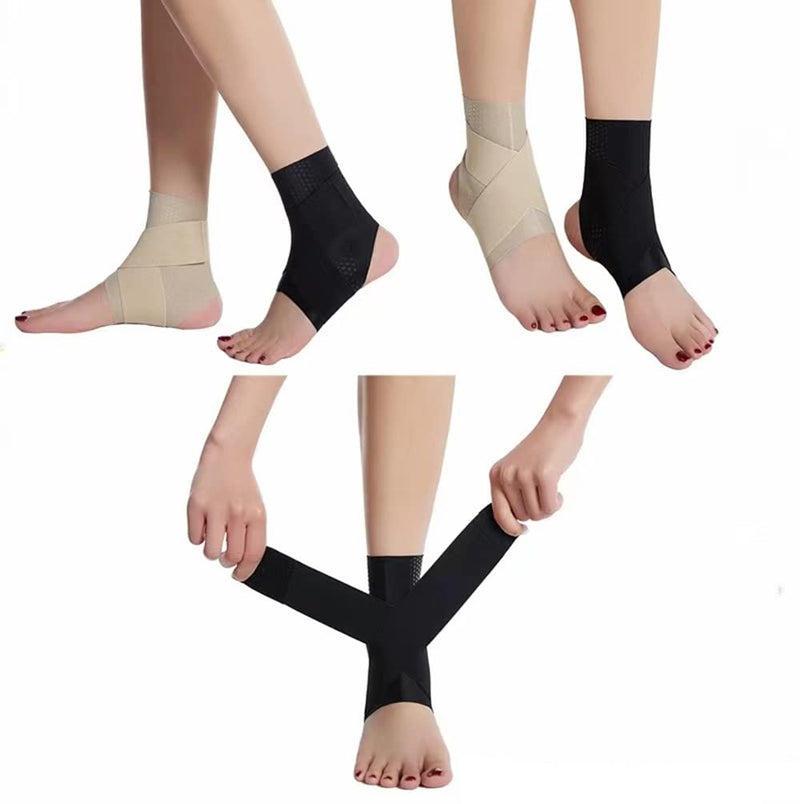 [Australia] - Ankle Support Brace Breathable Thin Sleeve with Adjustable Straps Arch Support Foot Stabilizer Achilles Tendonitis Recovery Sports Bandage Sock for Men or Women (Large, beige) Large 