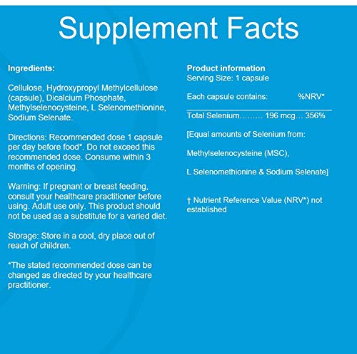 [Australia] - Tri-Selenium Complex Capsules - Contains Three Forms of Selenium, Sodium Selenate, Methylseloncysteine & L Selenomethione | Vegan Selenium Supplement 196mcg 