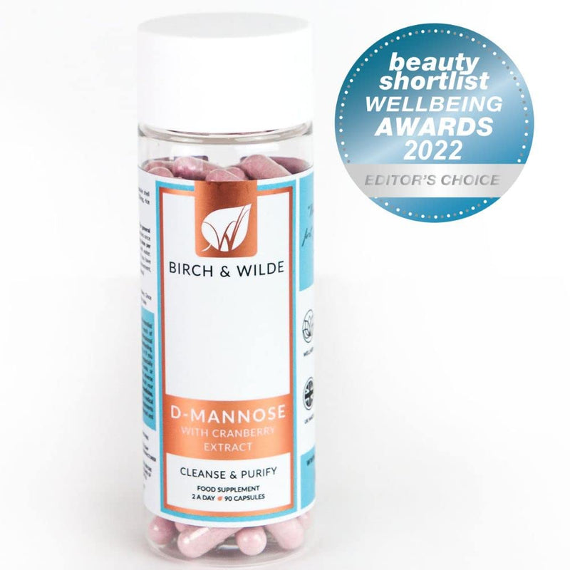 [Australia] - Birch & Wilde D-Mannose with Cranberry 1000-2000mg | 30+ Day Supply (90 Capsules x 500mg) | Natural Supplement for UTI, Cystitis, Bladder & Urinary Tract Health 