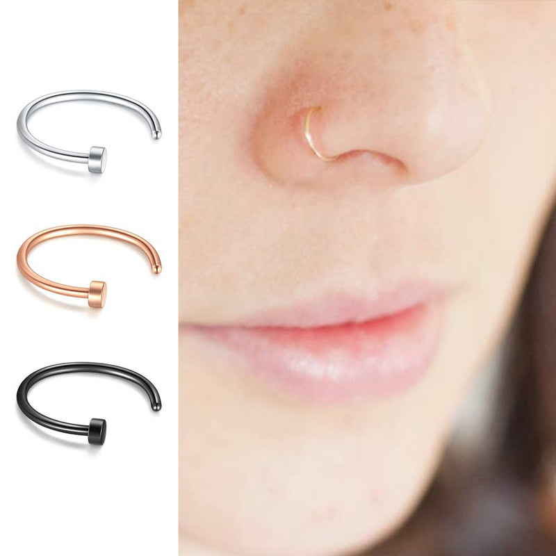 [Australia] - MODRSA Fake Nose Rings Hoop Face Septum Ring Clip on Spring Faux Lip Ring Helix Cartilage Earrings Surgical Steel Moon Ear Lobe Conch Non Piercing Jewelry for Women Girls M1 