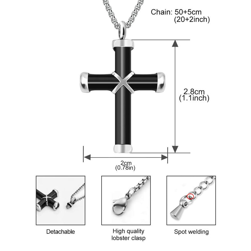 [Australia] - Dletay Cremation Jewelry for Ashes Urn Necklace Memorial Pendant Keepsake Jewelry Black 