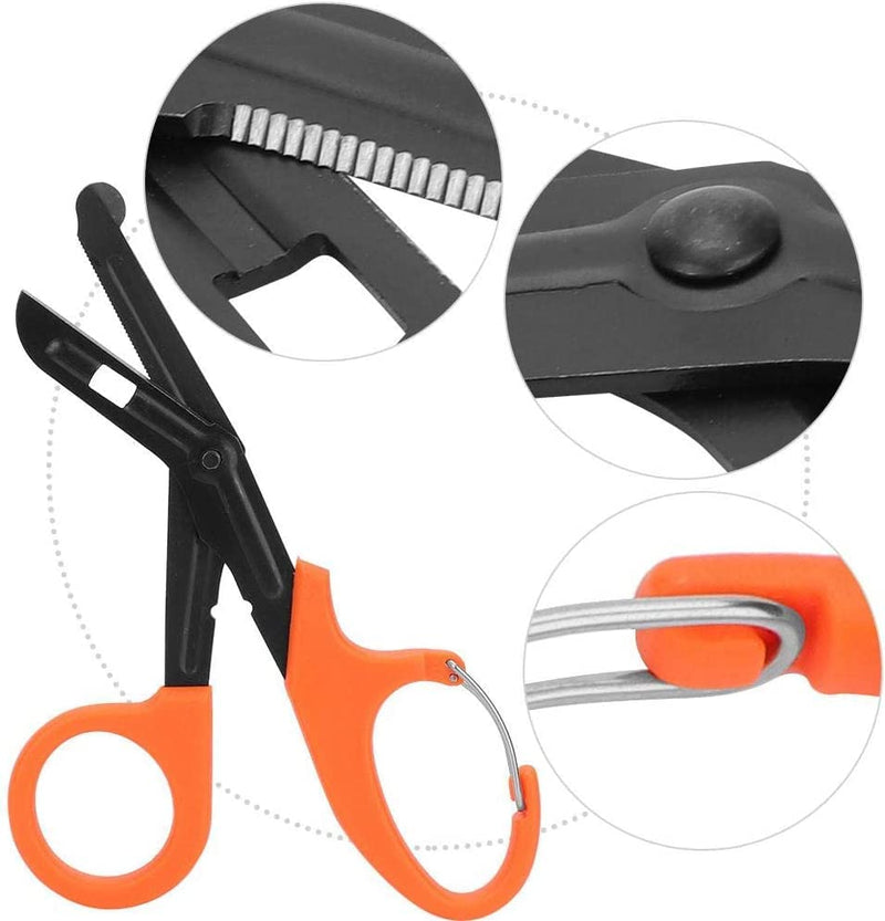 [Australia] - Titanium Bandage Shears Scissors 19cm , EMT and Trauma Shears, Bent Stealth Black Coated for Nurses, Students, Emergency Room (Orange) Orange 