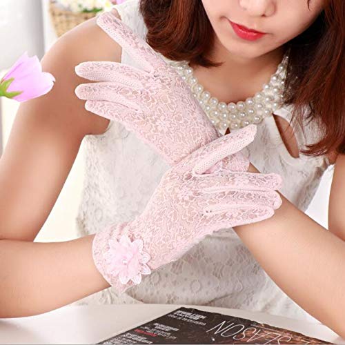 [Australia] - LERTREE Summer Women Sun UV Protection Lace Gloves Ladies Short Driving Gloves Touch Screen White 